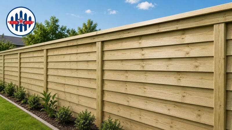 Lapped and capped timber fence showing capping rail detail
Lapped and capped timber fence showing capping rail detail