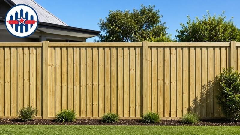 Standard treated pine paling fence with vertical boards
Standard treated pine paling fence with vertical boards