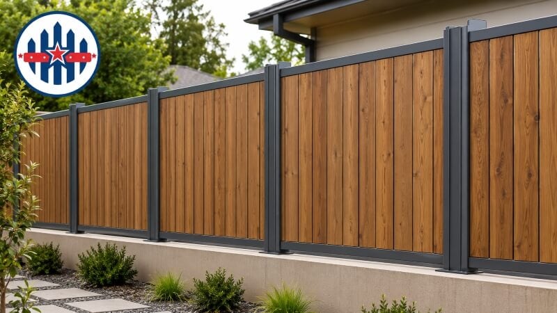 Combination fence with Colorbond posts and timber infill panels
Combination fence with Colorbond posts and timber infill panels