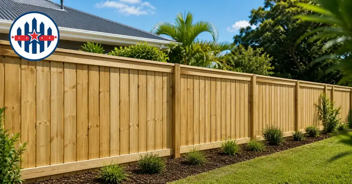 Lapped and capped timber paling fence on an Australian property